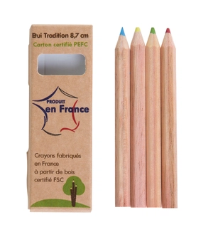 Étui de 4 crayons 8,7cm, sans vernis personnalisable