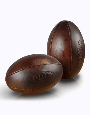 Ballon de rugby rétro en cuir véritable brun patiné à la main - Taille 5 personnalisable