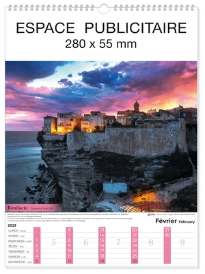 Calendrier Feuillet 2025  PAYSAGES DE France 32 x 43 cm - 13 feuillets personnalisable