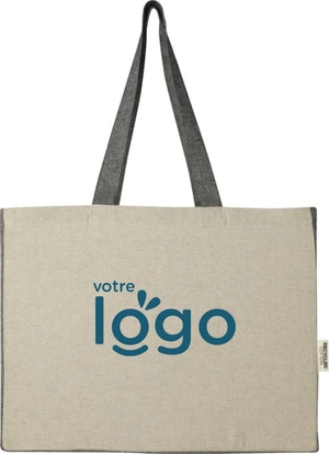 Sac shopping 18l en coton recyclé 190gr - sac à soufflets personnalisable