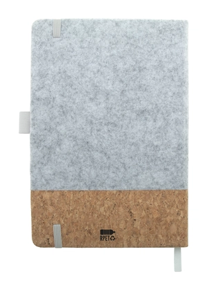 Carnet recouvert de feutrine PET recyclée et liège naturel - 80 feuilles lignées personnalisable