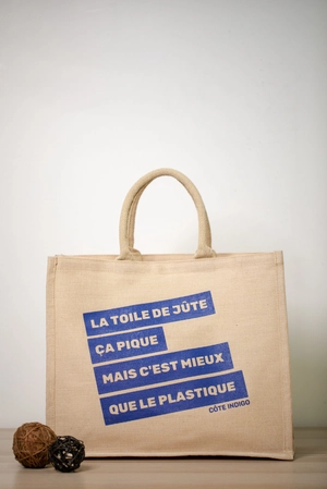 Sac jute et coton avec soufflet intégral de 18,5 cm - Sac cabas juco recyclable personnalisable