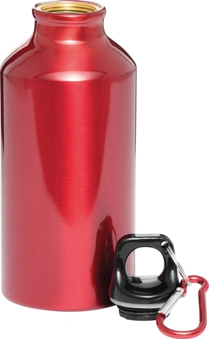 Gourde en aluminium avec mousqueton 400 ml - poignée plastique personnalisable