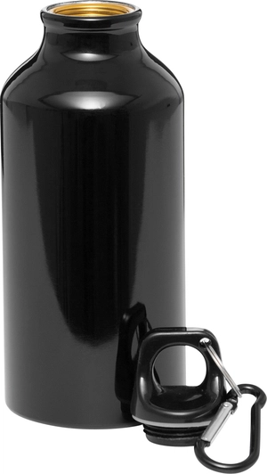 Gourde en aluminium avec mousqueton 400 ml - poignée plastique personnalisable