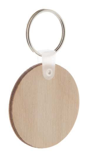 Porte clés rond en bois de bouleau WOODY A personnalisable