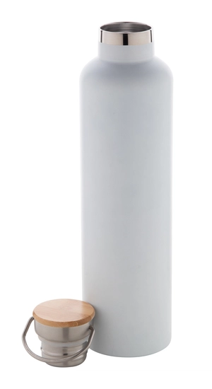 Gourde inox 1 litre - Thermos avec couvercle bambou personnalisable