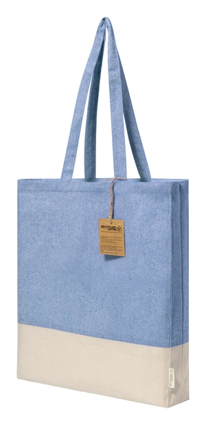 Tote bag en coton recyclé bicolore 120 g/m2 - avec soufflet personnalisable