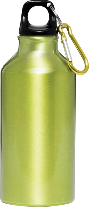 Gourde en aluminium avec mousqueton 400 ml - poignée plastique personnalisable