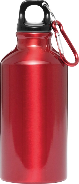 Gourde en aluminium avec mousqueton 400 ml - poignée plastique personnalisable