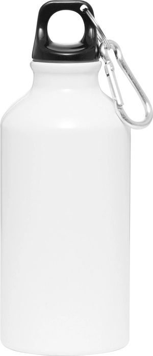 Gourde en aluminium avec mousqueton 400 ml - poignée plastique personnalisable