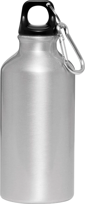 Gourde en aluminium avec mousqueton 400 ml - poignée plastique personnalisable