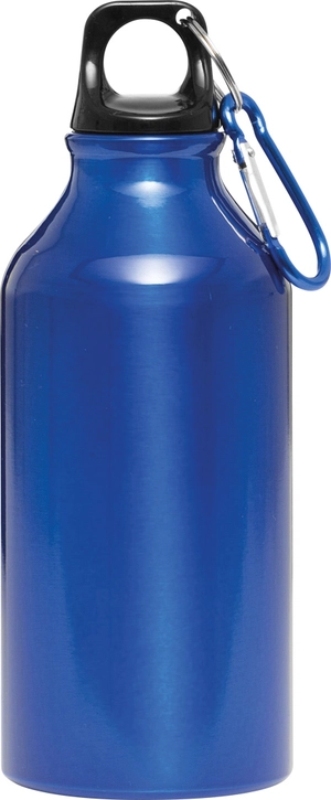 Gourde en aluminium avec mousqueton 400 ml - poignée plastique personnalisable