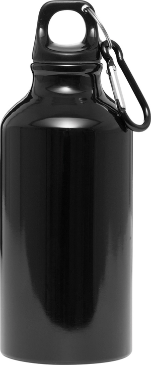 Gourde en aluminium avec mousqueton 400 ml - poignée plastique personnalisable