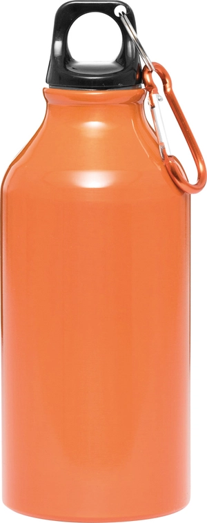 Gourde en aluminium avec mousqueton 400 ml - poignée plastique personnalisable