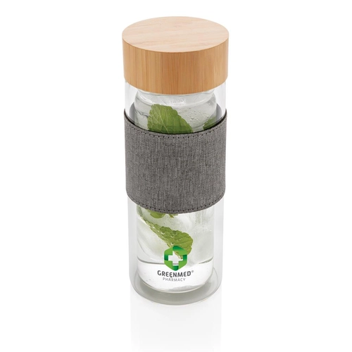 image du produit Bouteille en verre borosilicate 360 ml avec couvercle bambou