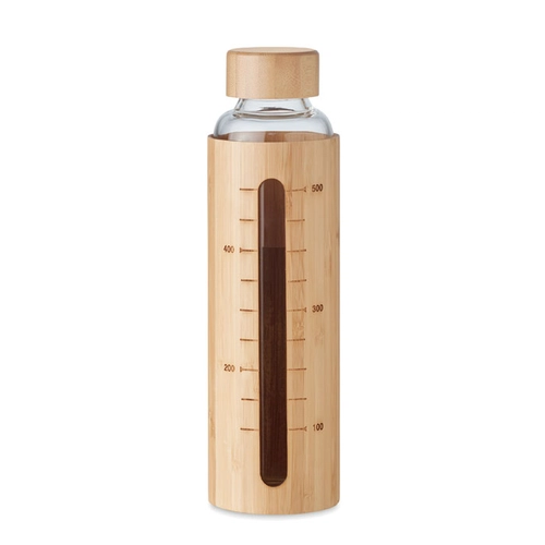 image du produit Bouteille en verre borosilicate 600 ml avec bouchon bambou