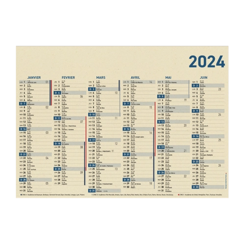 image du produit Calendrier bancaire 2024 en canne à sucre - Fabrication France