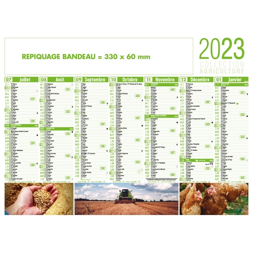 image du produit Calendrier bancaire 2025  AGRICULTURE format 43 x 33 cm - 7 mois par face