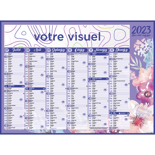 image du produit Calendrier bancaire 2025  AQUARELLE - format 55 x 40 cm - 6 mois par face