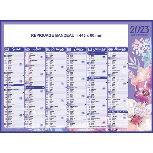 image du produit Calendrier bancaire 2025  AQUARELLE - format 55 x 40 cm - 6 mois par face