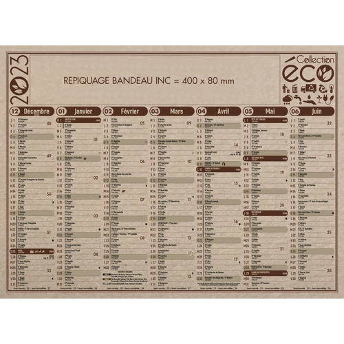 image du produit Calendrier bancaire 2025  ECO 55 x 40 cm - 7 mois par face