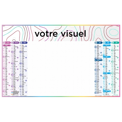 image du produit Calendrier bancaire 2025  EFFACABLE 4 SAISONS 65 x 40 cm - 6 mois par face