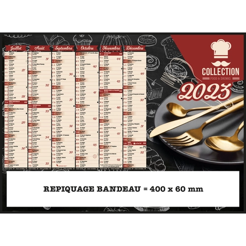 image du produit Calendrier bancaire 2025  FOOD DRINKS format 43 x 33 cm - 6 mois par face