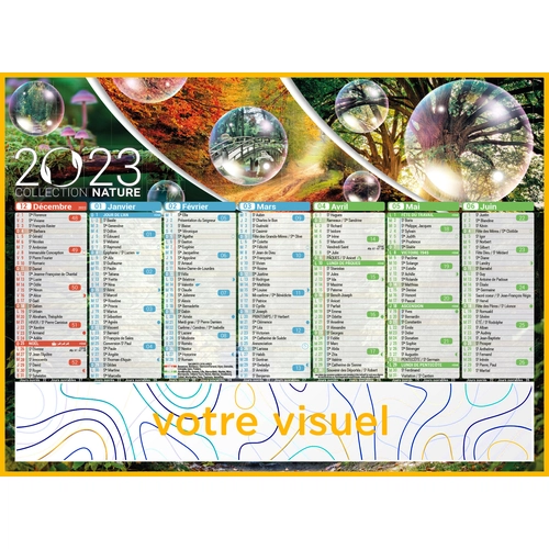 image du produit Calendrier bancaire 2025  NATURE format 55 x 40 cm - 7 mois par face