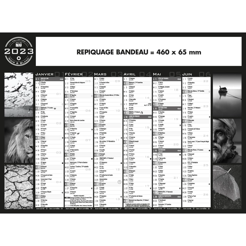 image du produit Calendrier bancaire 2025  NOIR & BLANC format 55 x 40 cm - 6 mois par face