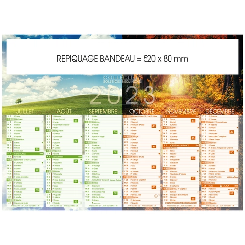 image du produit Calendrier bancaire 2025  SOLSTICES format 55 x 40 cm - 6 mois par face