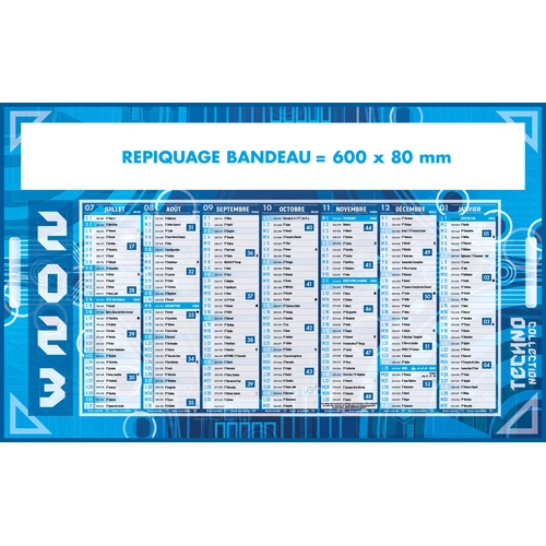 image du produit Calendrier bancaire 2025  TECHNO 65 x 40 cm - 7 mois par face