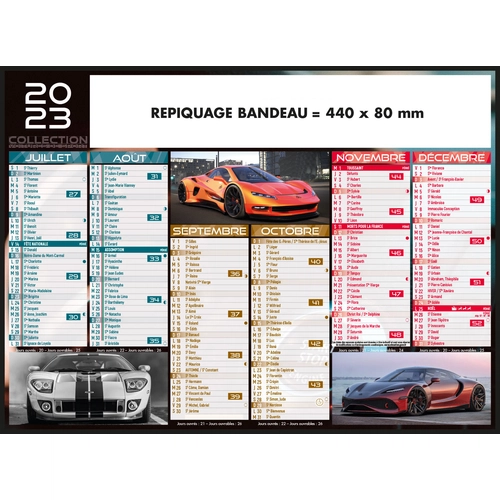 image du produit Calendrier bancaire 2025  VOITURE DE SPORT - format 55 x 40 cm - 6 mois par face