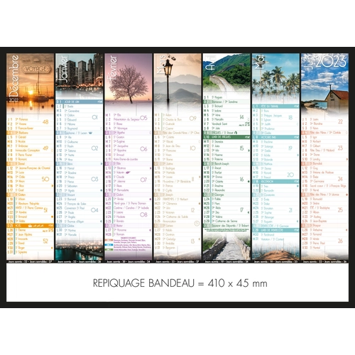 image du produit Calendrier bancaire 2025  VOYAGE format 43 x 33 cm - 7 mois par face