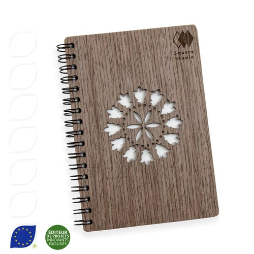 image du produit Carnet de notes A6 en bois à spirales - pages certifiées FSC