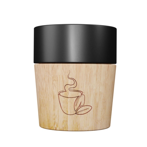 image du produit Coffret de 4 tasses en céramique et bois d'hévéa - base aimantée pour lavage