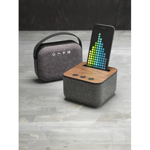 image du produit Enceinte Bluetooth en tissu et en bois