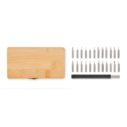 image du produit Kit d'outils de réparation avec étui en bambou - 24 pièces