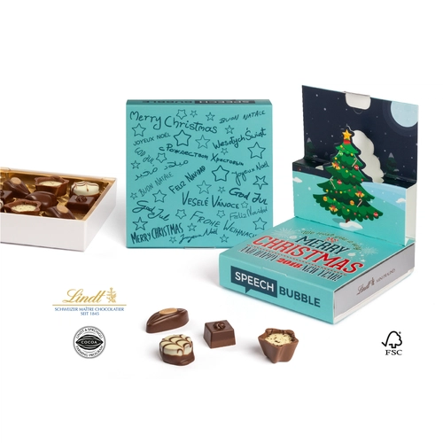 image du produit Mini pralinés lindt dans un carton pop up de Noël