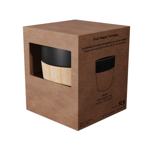 image du produit Mug céramique 150 ml avec sa base aimantée en bois d'hévéa