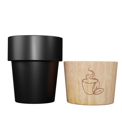 image du produit Mug céramique 150 ml avec sa base aimantée en bois d'hévéa