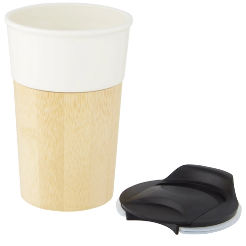 image du produit Mug en porcelaine et bambou 320 ml - Tasse avec couvercle anti fuite