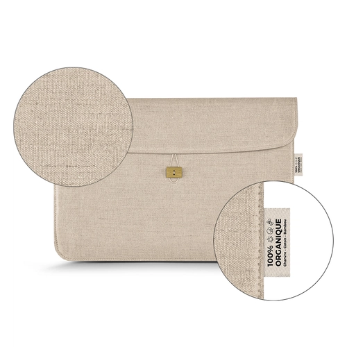 image du produit Pochette porte ordinateur ou porte documents en chanvre - label GOTS