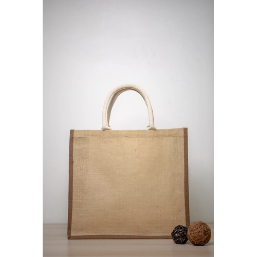 image du produit Sac cabas en jute haute qaulité avec anses en cordon - soufflet intégral de 15cm