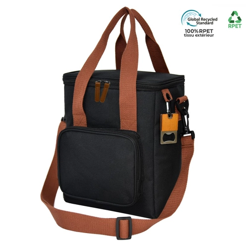 image du produit Sac isotherme en RPET avec ouvre bouteille en bois - en polyester recyclé