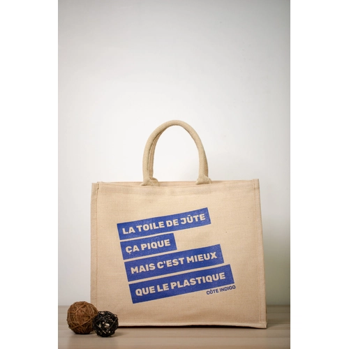 image du produit Sac jute et coton avec soufflet intégral de 18,5 cm - Sac cabas juco recyclable