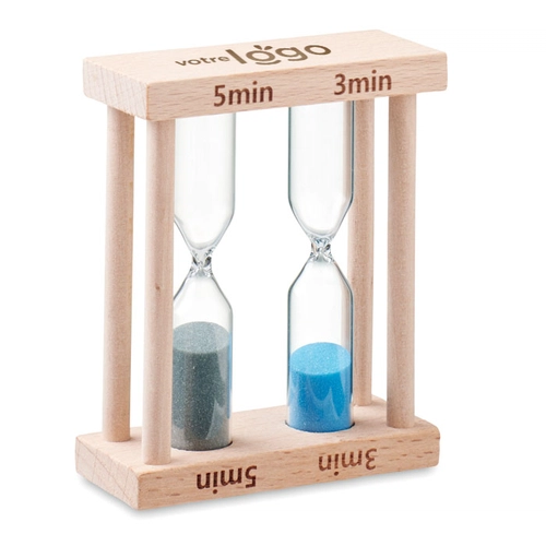 image du produit Set de 2 sabliers en bois avec 2 minuteurs différents