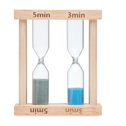 image du produit Set de 2 sabliers en bois avec 2 minuteurs différents