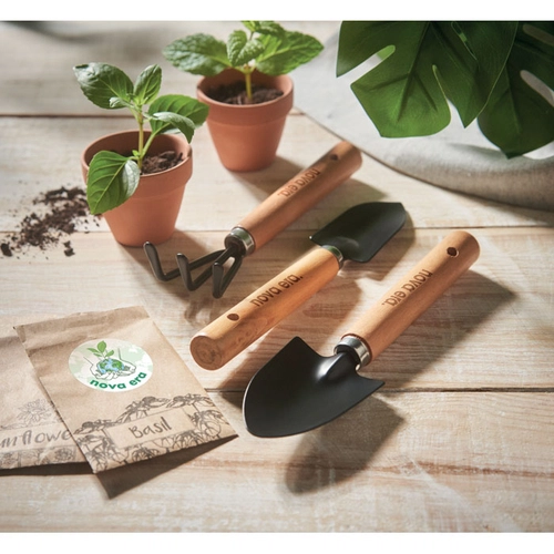 image du produit Set de 3 outils de jardinage - avec pochette en feutre PET recyclé