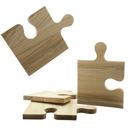 image du produit Set de 4 planches en bois de chêne - planche à découper puzzle