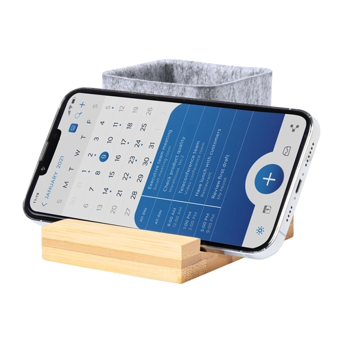 image du produit Set de bureau en bambou et feutre avec support smartphone